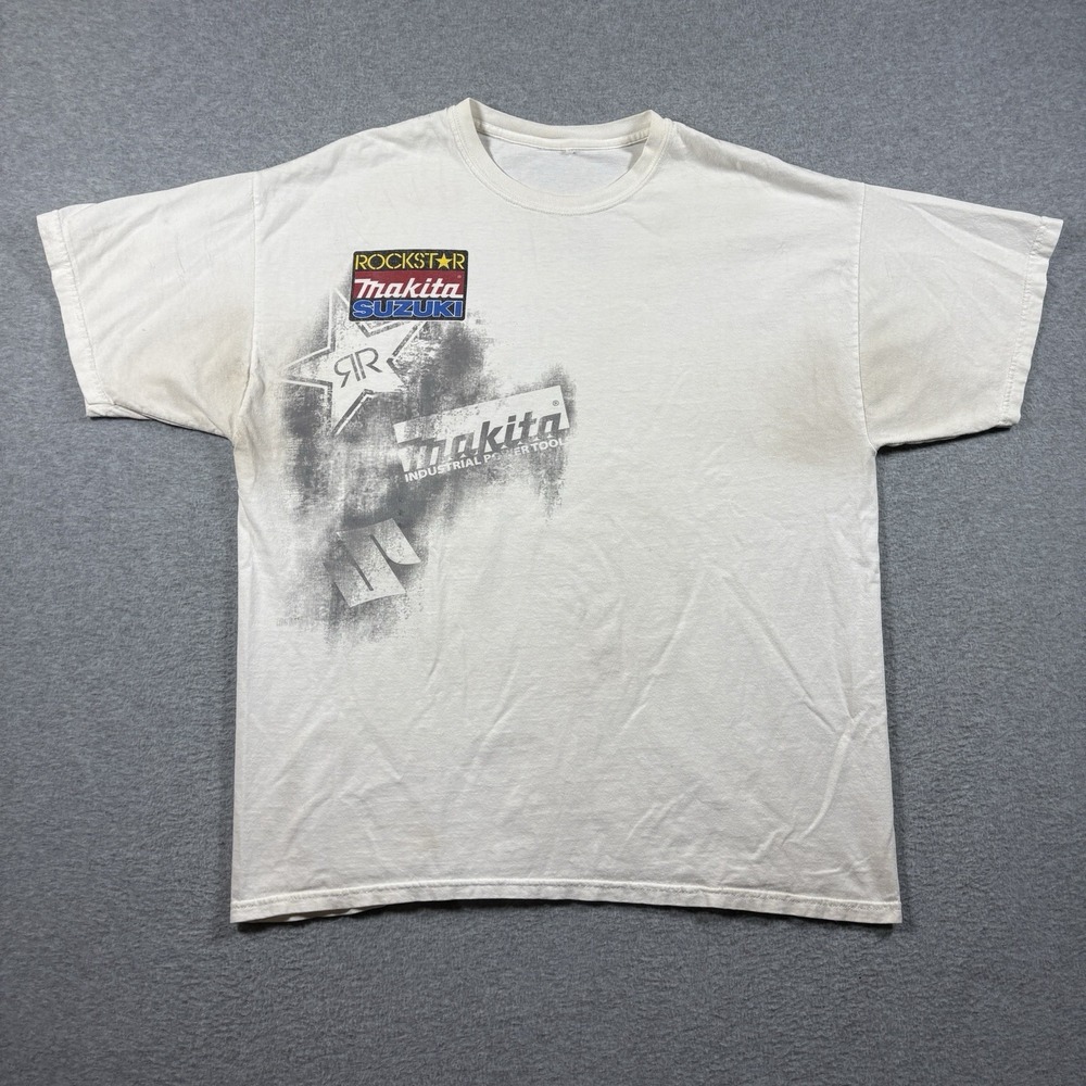 Vtg Y2K Rockstar Energy Makita Suzuki Racing Tee XL Motocross Dirt Bike Grunge